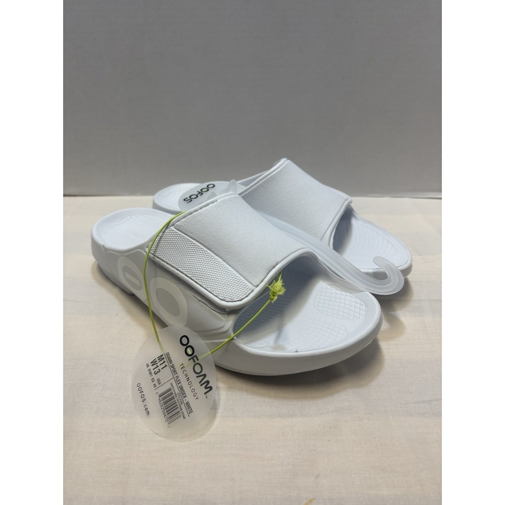 NEW OOFOS OOahh Sport Flex Slide Sandal Unisex White Size Mens 11 Womens 13 NWT